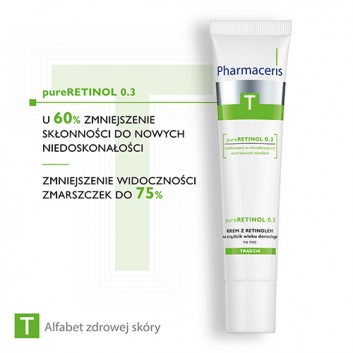 PHARMACERIS T PURERETINOL 0.3, krem z retinolem na trądzik wieku dorosłego na noc, 40 ml