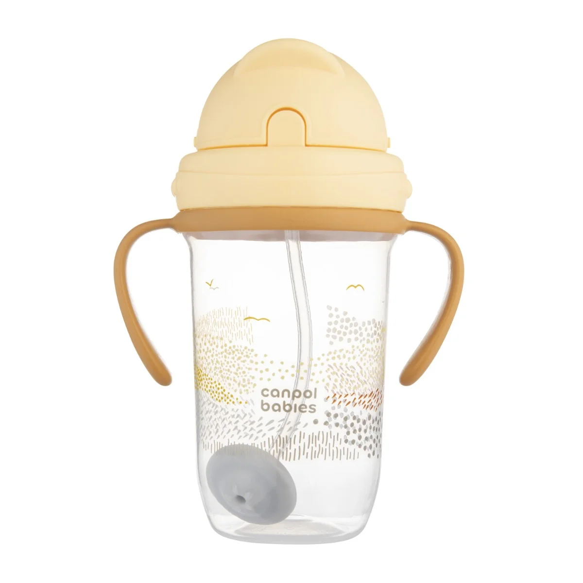 Canpol babies Kubek niekapek z rurką i odważnikiem Mountains żółty, 270 ml
