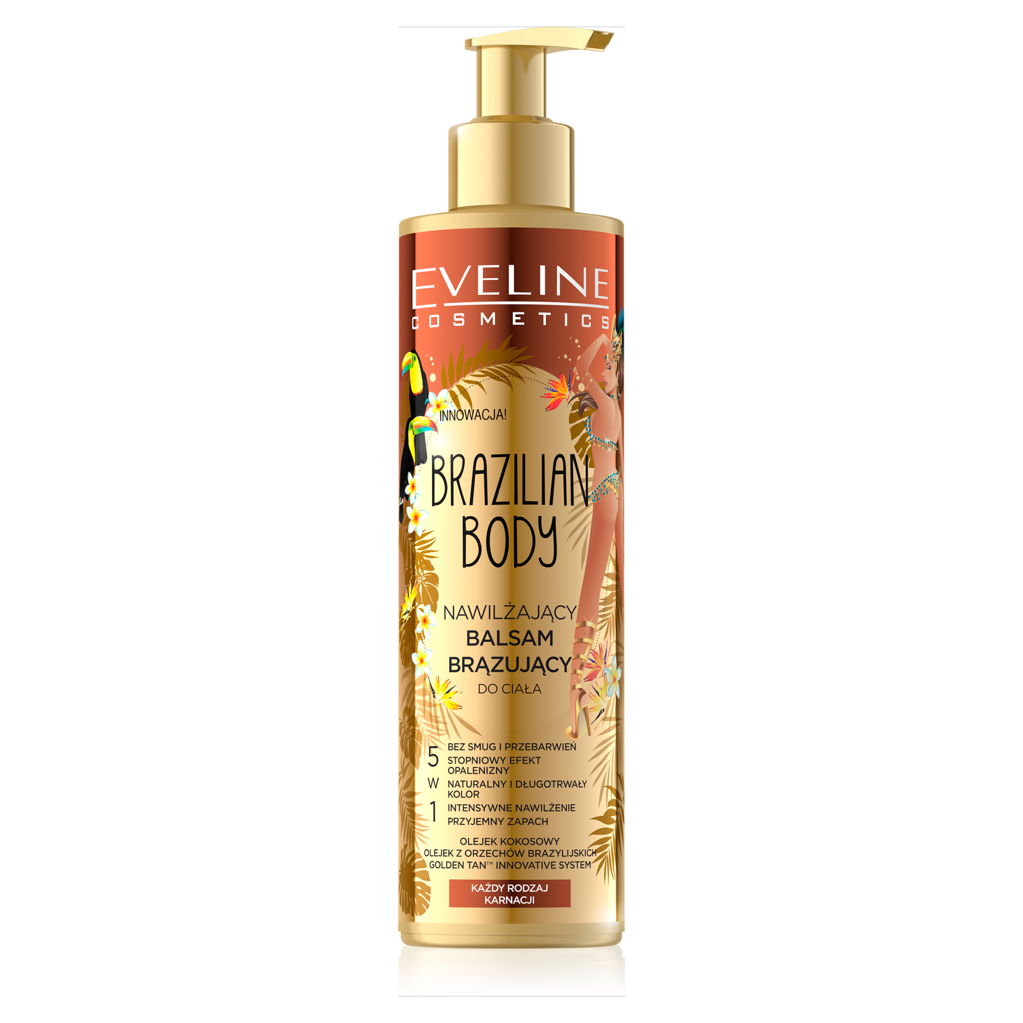Eveline Cosmetics Brazilian Body Nawilżający Balsam brązujący do ciała 5 w 1, 200 ml zdjęcie