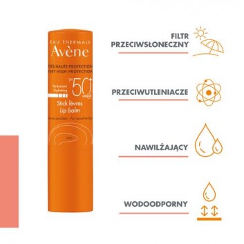 Avene pomadka do ust bardzo wysoka ochrona SPF 50+, 3 g