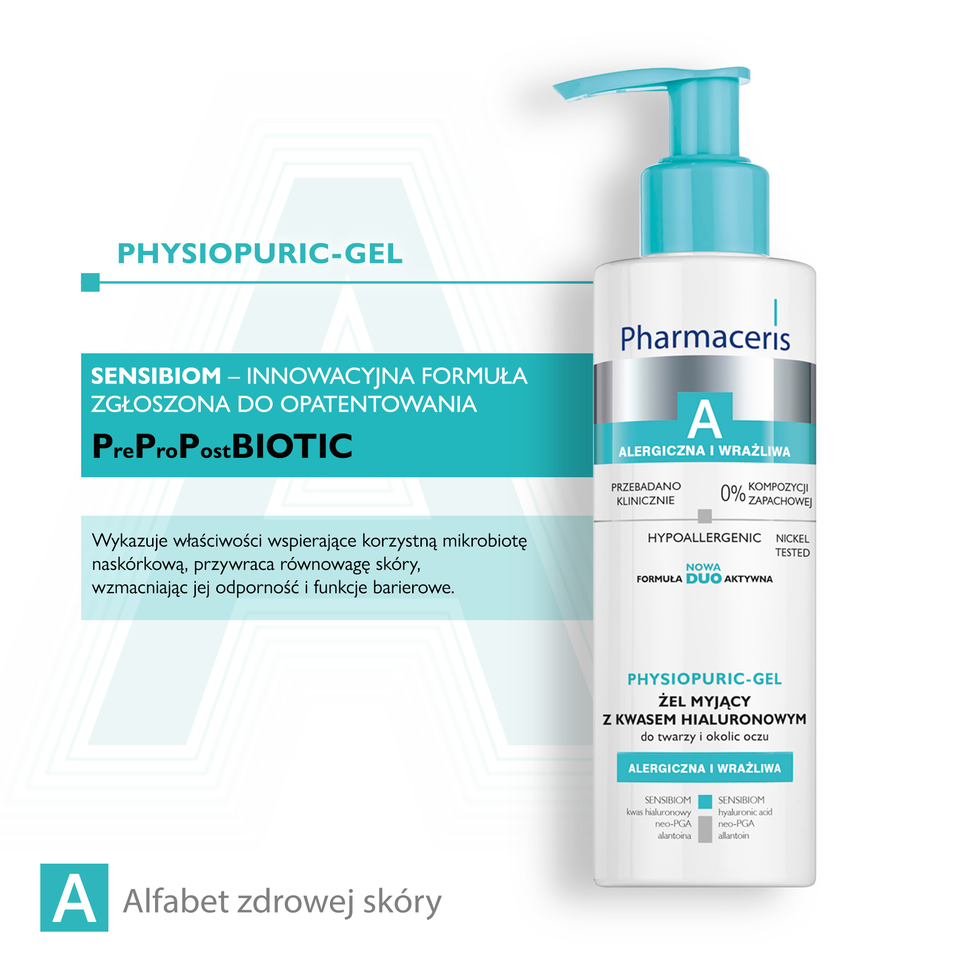 Pharmaceris A Physiopuric - gel, żel myjący z kwasem hialuronowym do twarzy i okolic oczu, 190 ml