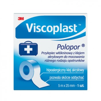 VIscoplast Pierwsza pomoc Polopor przylepiec włókninowy  5m x 25mm 1 sztuka