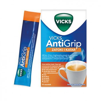 Vicks AntiGrip 650 mg + 16 mg + 4 mg o aromacie pomarańczowym 10 saszetek