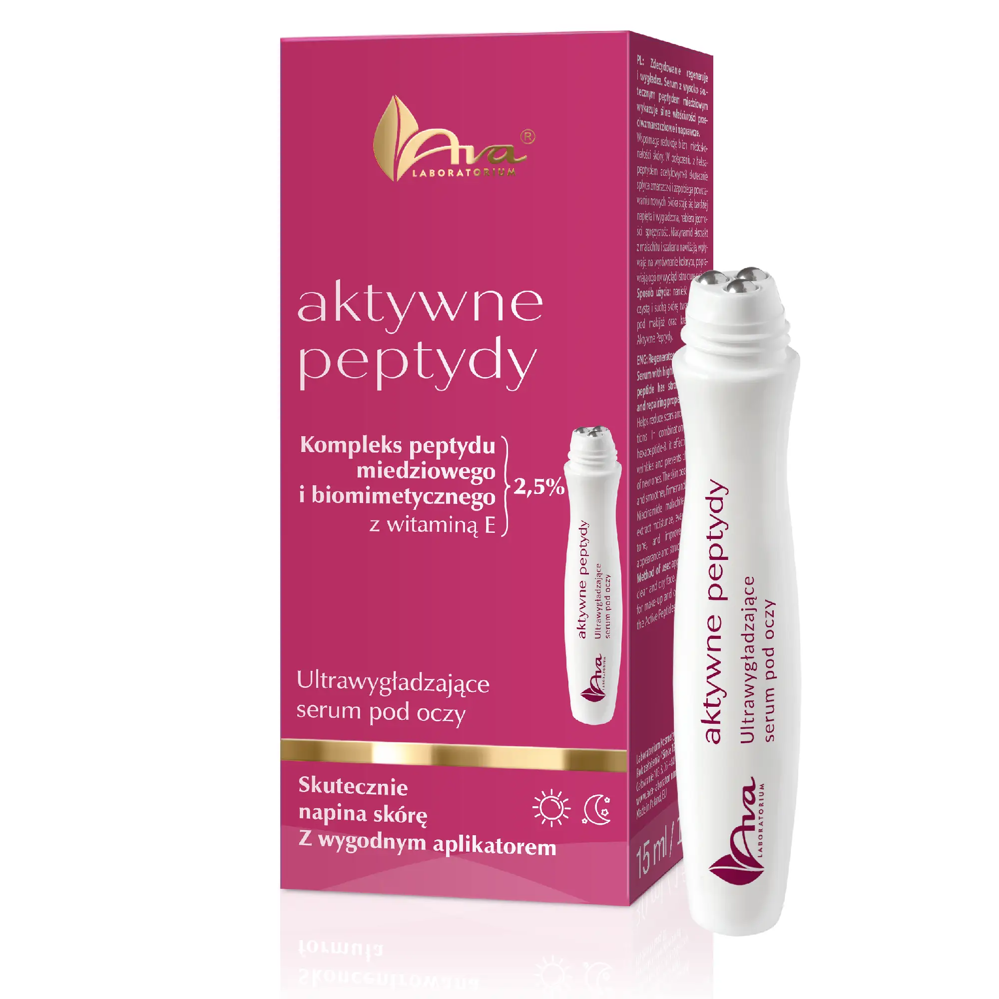 Ava, Aktywne Peptydy Ultrawygładzające, serum pod oczy roll on, 15 ml zdjęcie