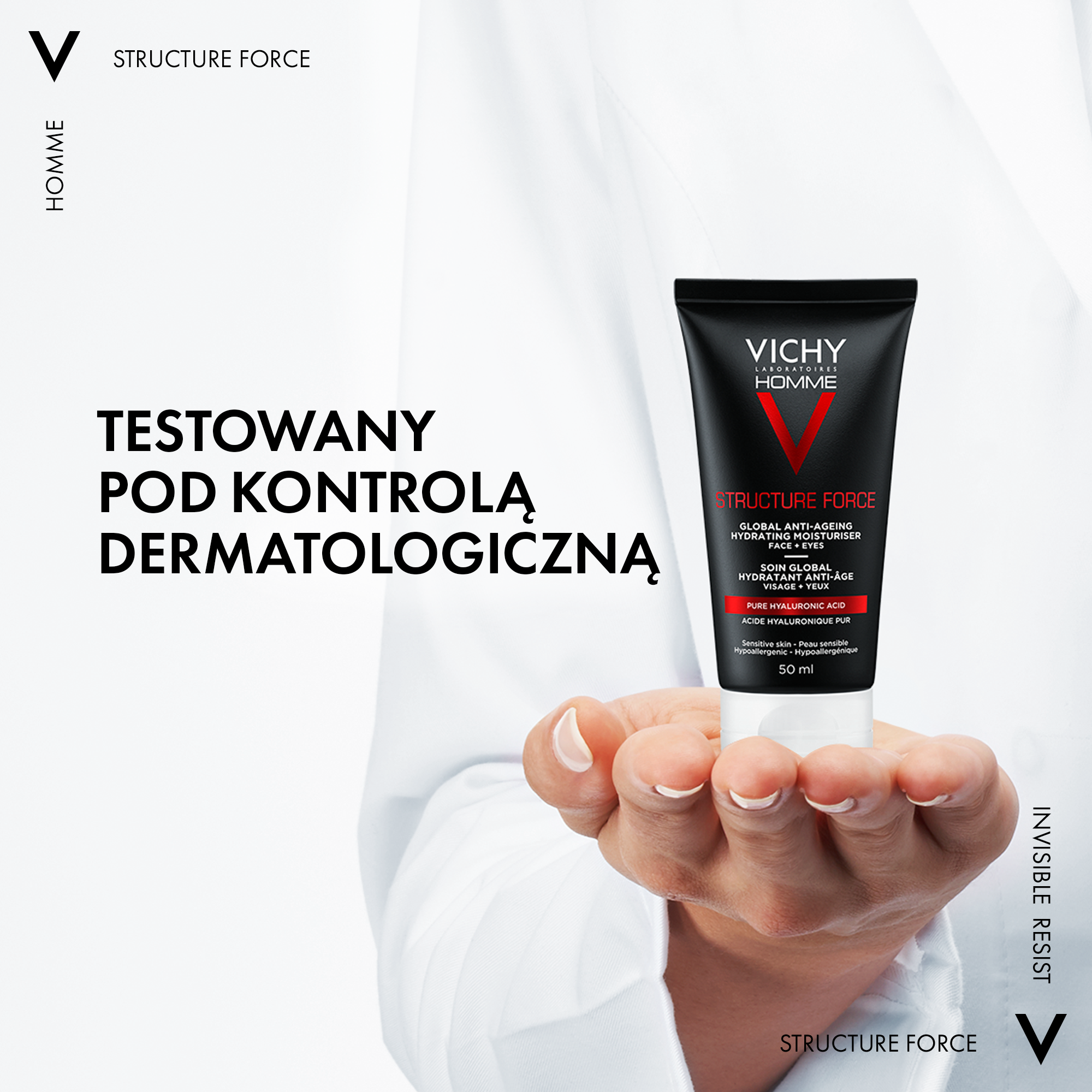 Vichy Homme Structure Force, przeciwzmarszczkowy krem wzmacniający, 50 ml