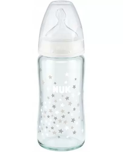 NUK First Choice+ butelka szklana ze wskaźnikiem temperatury smoczek rozmiar M biała 240 ml [745121] zdjęcie