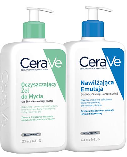 Cerave Żel oczyszczający do mycia, 473 ml + Emulsja nawilżająca do ciała, 473 ml [ZESTAW] zdjęcie