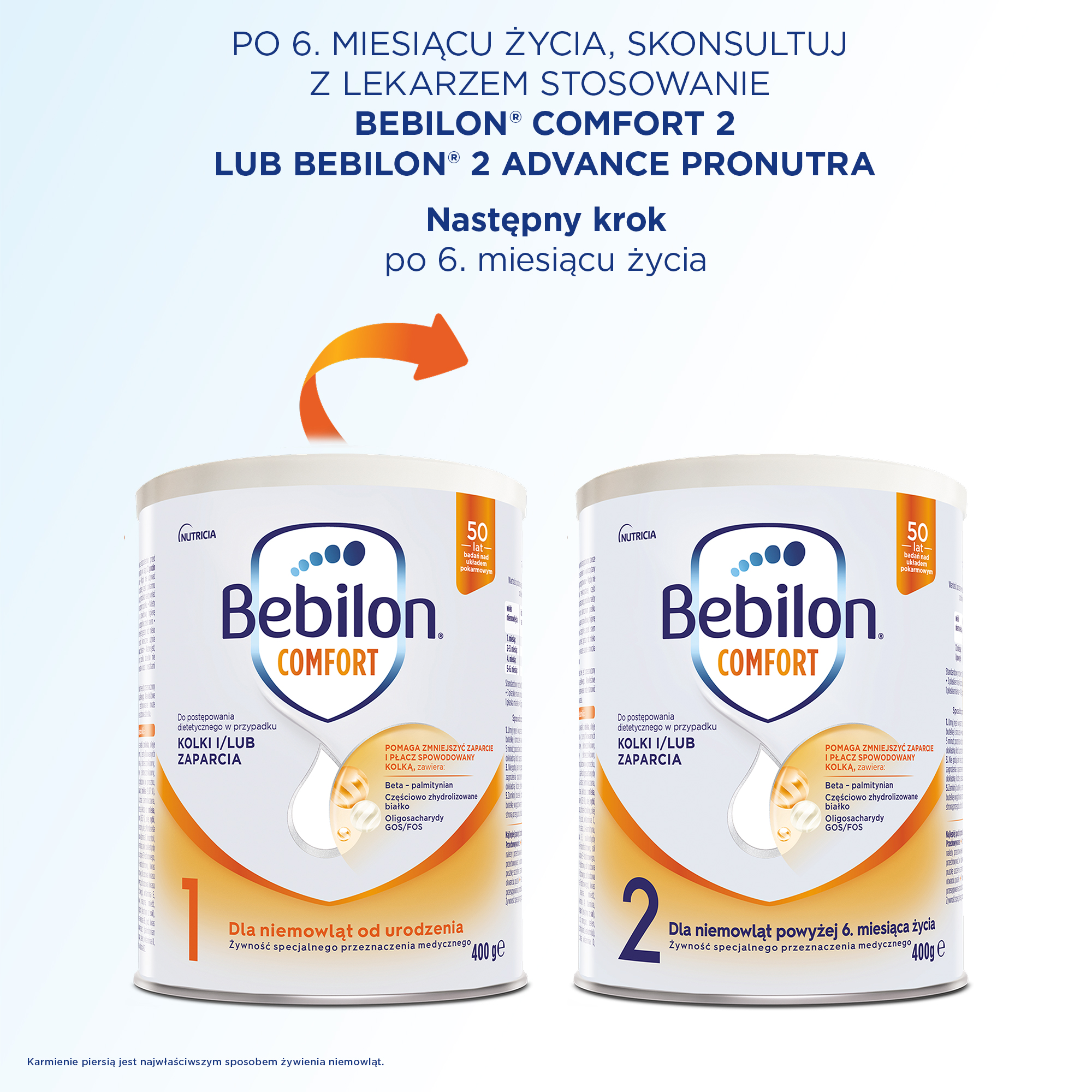 Bebilon Comfort 1 na kolki i/lub zaparcia dla niemowląt od urodzenia 400 g