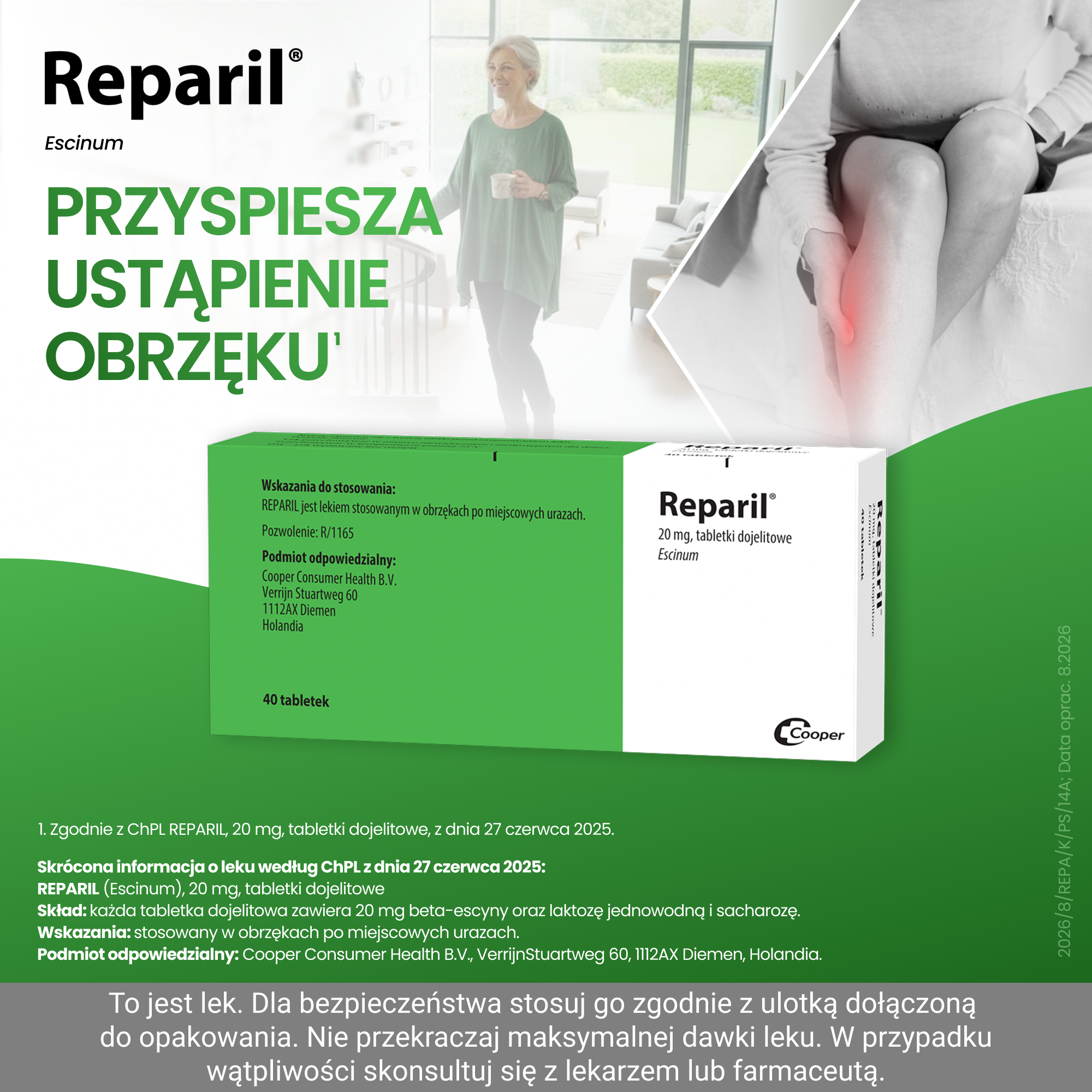 Reparil na obrzęki po miejscowych urazach 40 tabletek