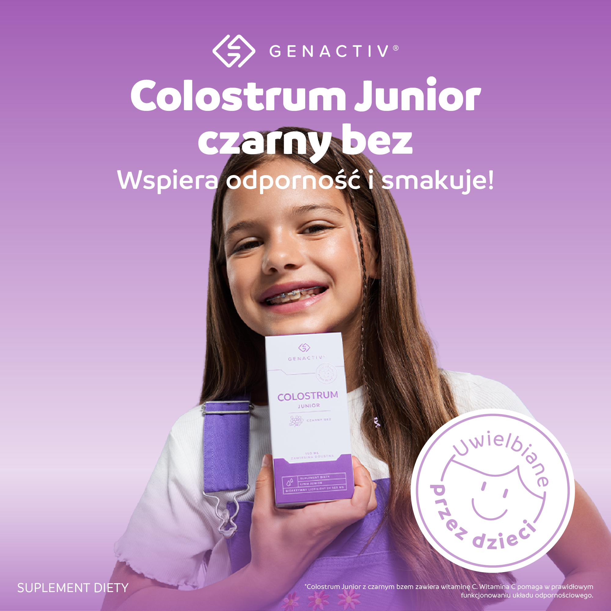 Genactiv, Colostrum Junior, Czarny Bez, zawiesina doustna, 150 ml