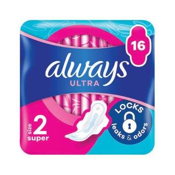 Always Ultra Super 2 Podpaski ze skrzydełkami, 16 sztuk