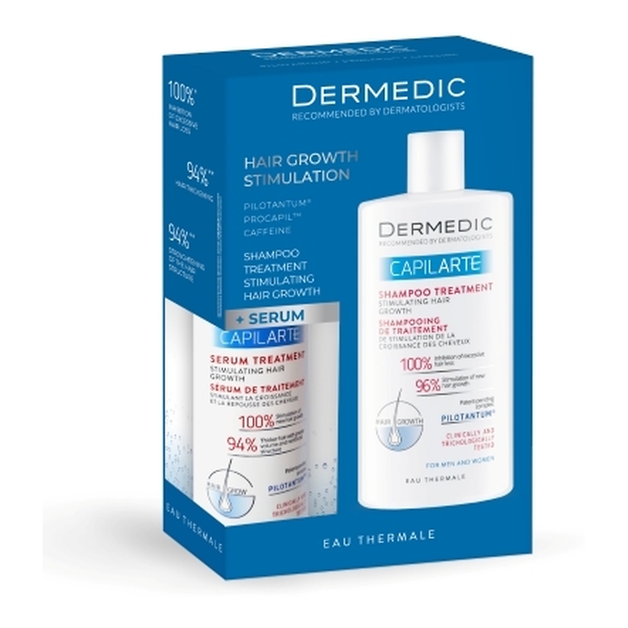 Dermedic Capilarte Zestaw Kuracja wzrost włosów Serum, 150 ml + Szampon, 300 ml