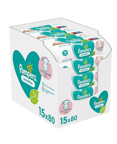 Pampers Sensitive Chusteczki nawilżane, 15 x 80 sztuk zdjęcie