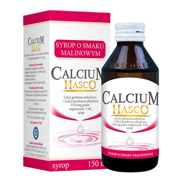 Calcium Hasco 115,6 mg/5 ml syrop o smaku malinowym 150 ml zdjęcie