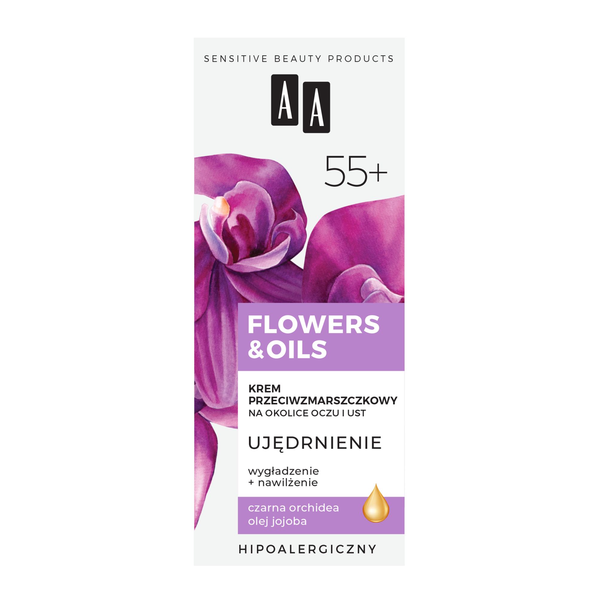 AA Flowers & Oils 55+ Ujędrnienie krem przeciwzmarszczkowy na okolice oczu i ust 15 ml zdjęcie