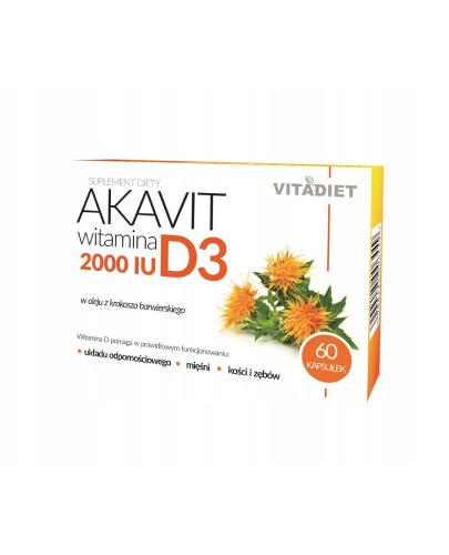 Vitadiet AKAVIT Witamina D3 2000 IU w oleju z krokosza barwierskiego, 60 kapsułek zdjęcie