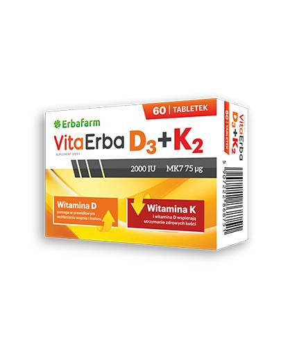Erbafarm VitaErba D3+K2 - 60 tabl. NA mocne kości - cena, opinie, właściwości  zdjęcie