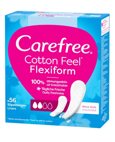 Carefree Cotton FlexiForm bezzapachowe wkładki higieniczne 56 sztuk zdjęcie