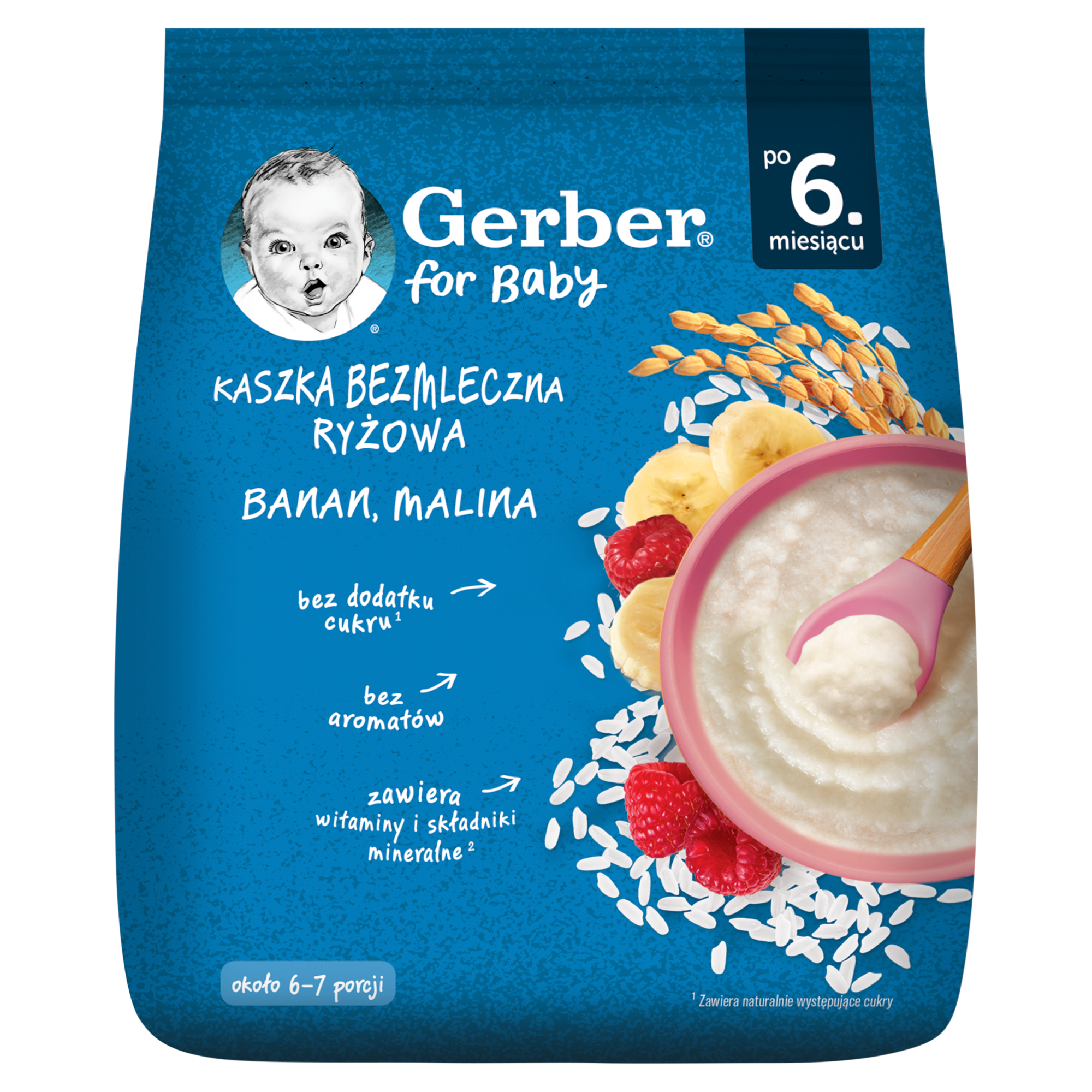 Gerber Kaszka bezmleczna ryżowa banan malina po 6. miesiącu, 160 g zdjęcie