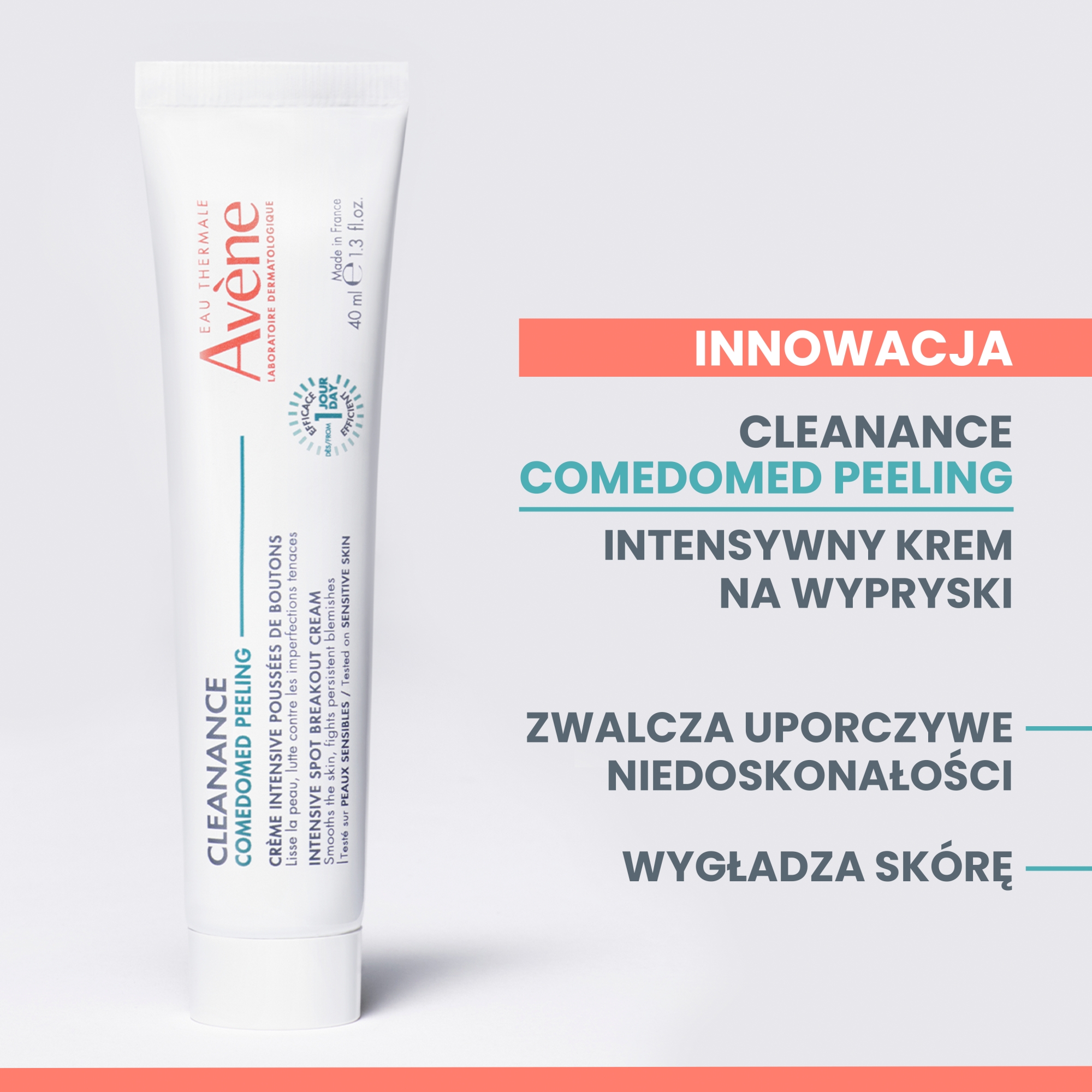 Avene Cleanance Comedomed Peeling, intensywny krem na wypryski, 40 ml