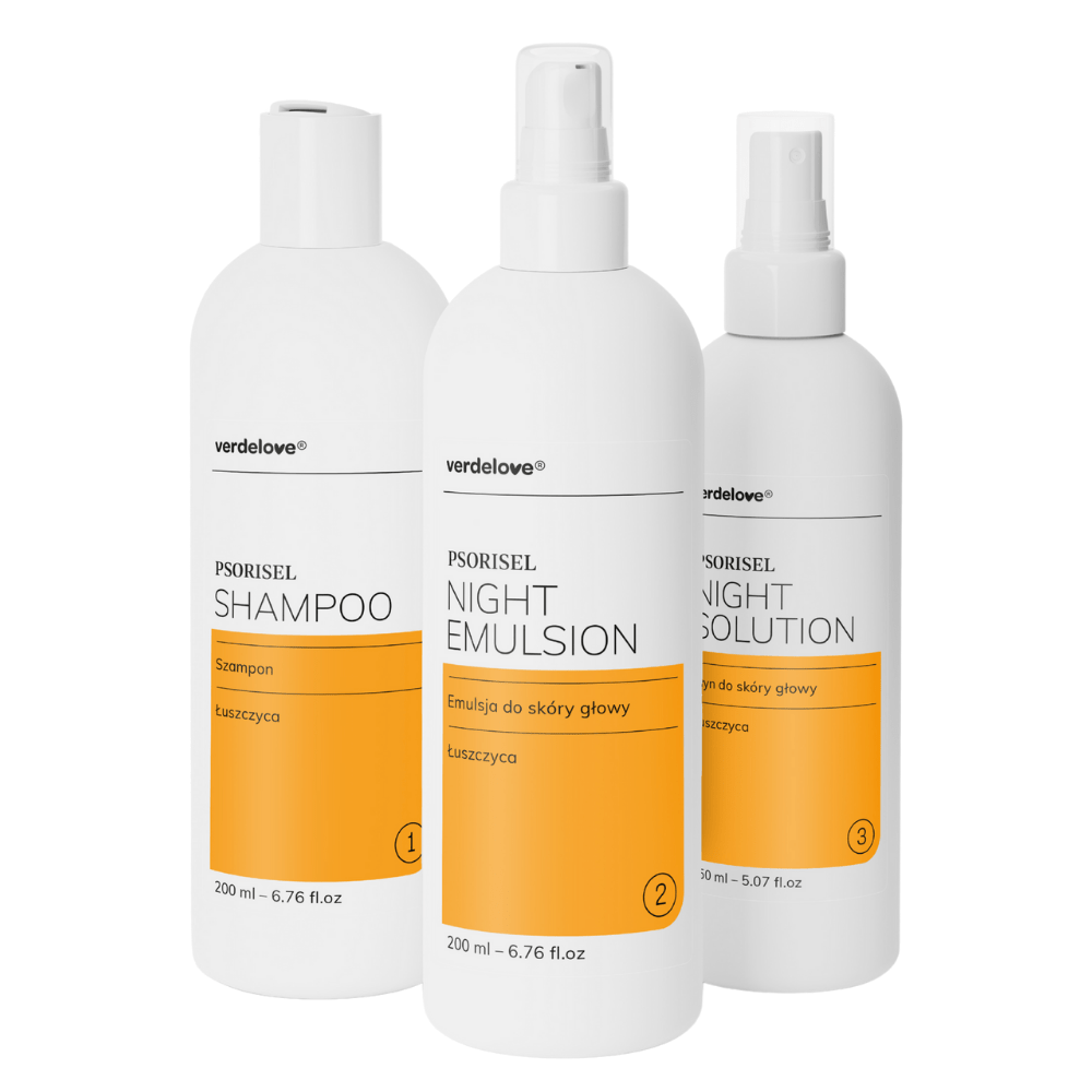 Verdelove Psorisel, zestaw do pielęgnacji skóry głowy z objawami łuszczycy szampon, 200 ml + emulsja, 200 ml + płyn, 150 ml [ZESTAW] zdjęcie