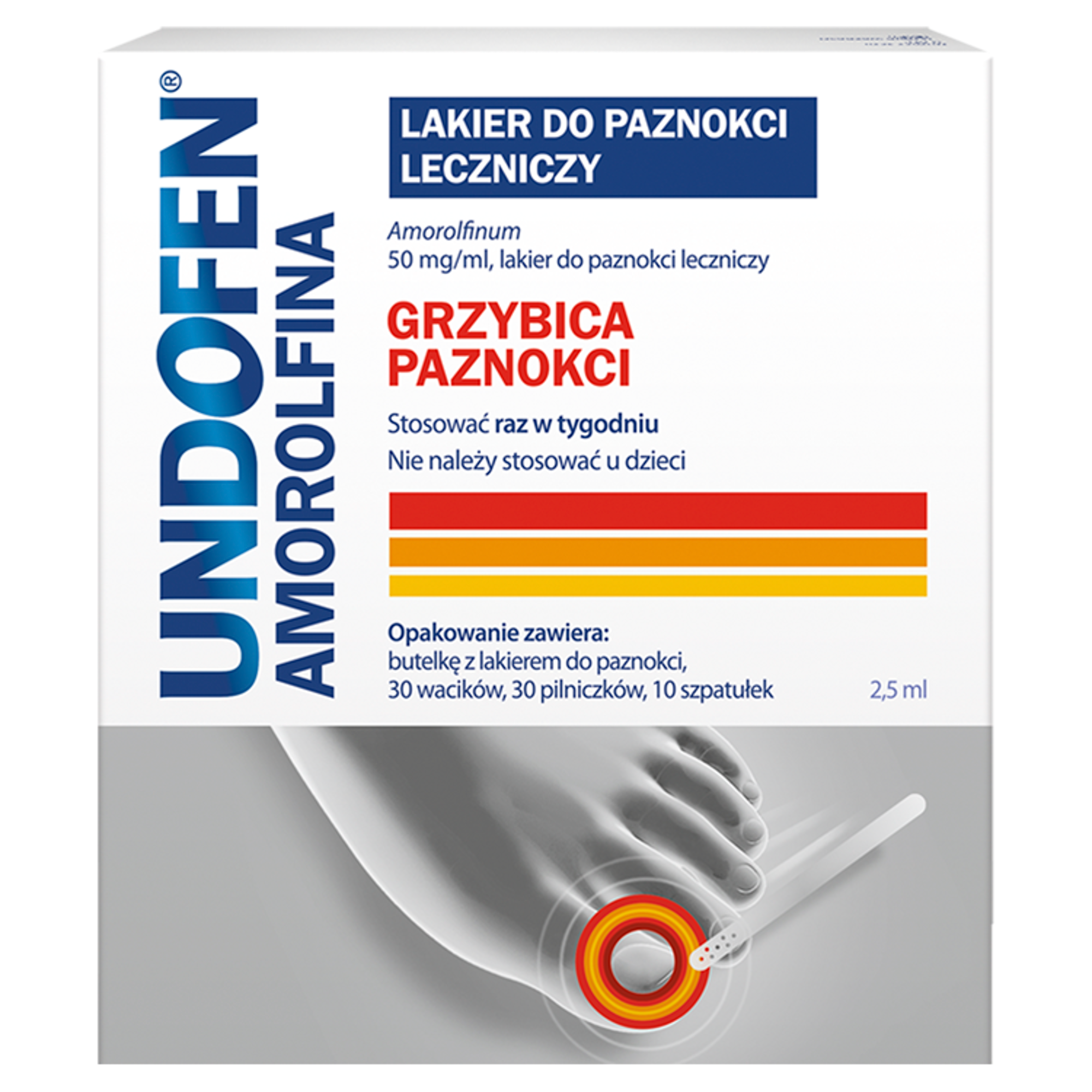 Undofen Amorolfina, 50 mg/ml, lakier do paznokci leczniczy, 2,5 ml zdjęcie