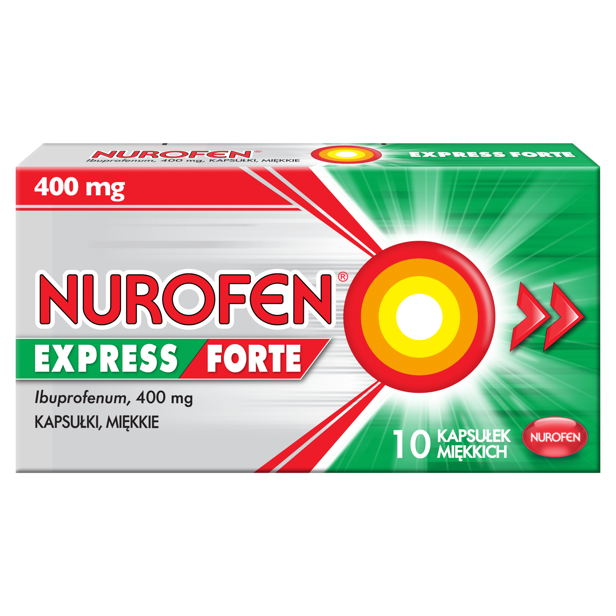 Nurofen Express Forte ibuprofen 400 mg na ból i gorączkę kapsułki, 10 sztuk zdjęcie