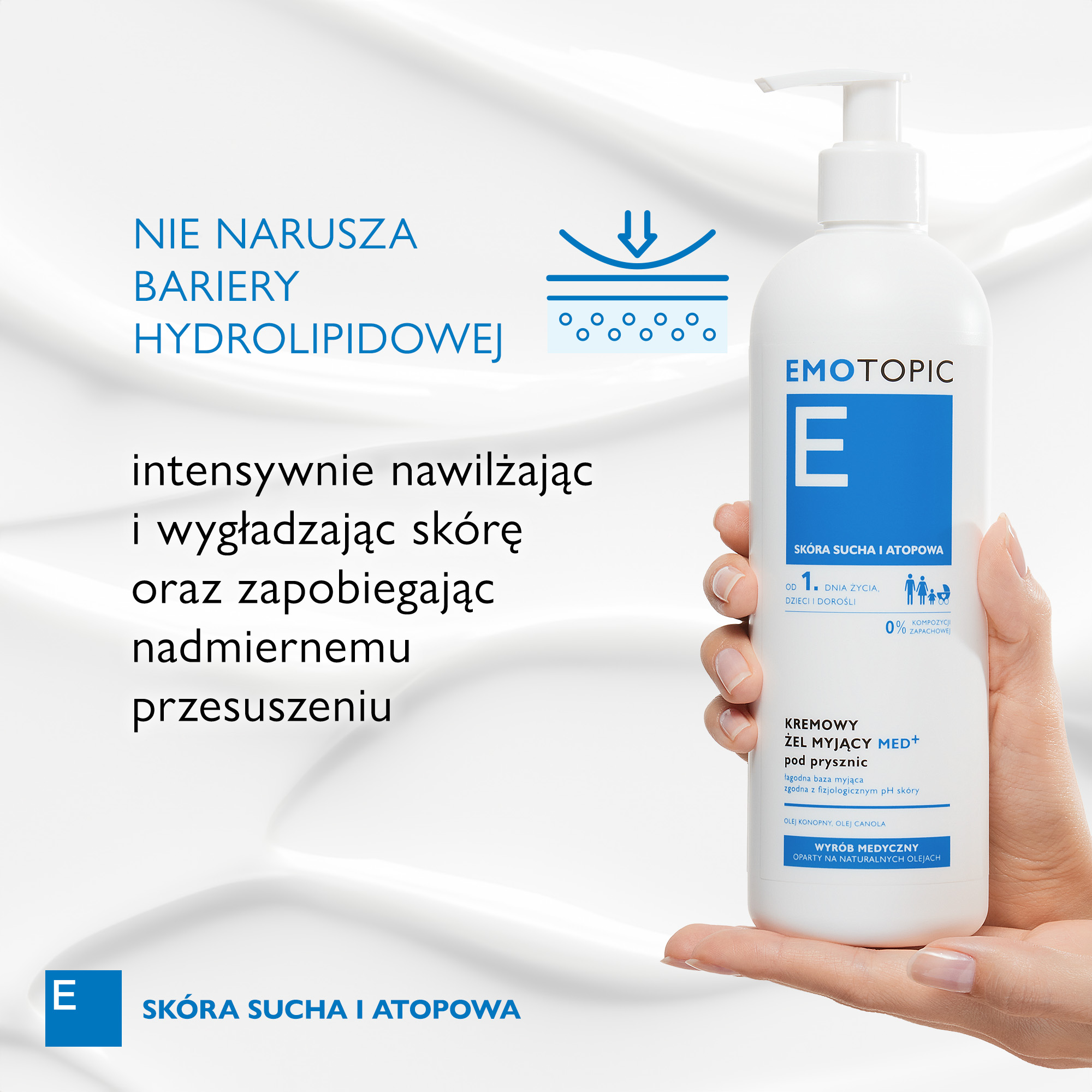 Emotopic kremowy żel myjący MED+ pod prysznic do codziennego stosowania 400 ml