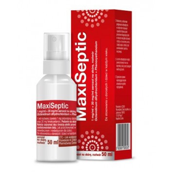Maxiseptic 1mg/ml + 20mg/ml aerozol na skórę 50 ml