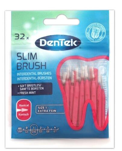 DenTek Slim Brush, szczoteczki międzyzębowe, rozmiar 1 (0,45 mm), 32 sztuki zdjęcie