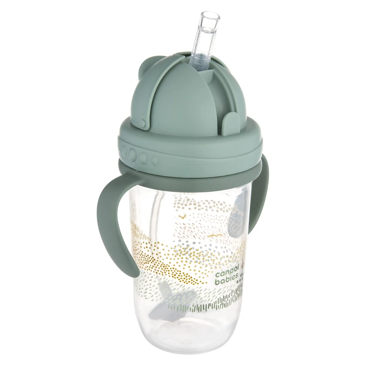 Canpol babies Kubek niekapek z rurką i odważnikiem Mountains zielony, 270 ml