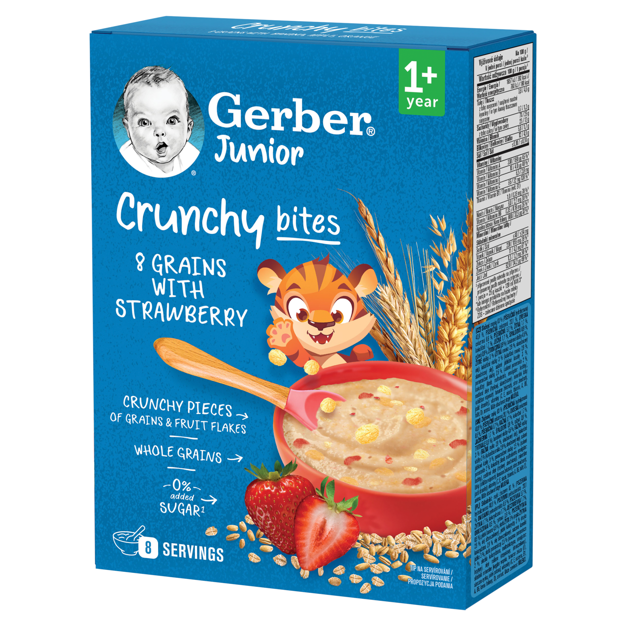 Gerber Junior Crunchy Bites, Kaszka 8 zbóż z truskawką, 200 g zdjęcie