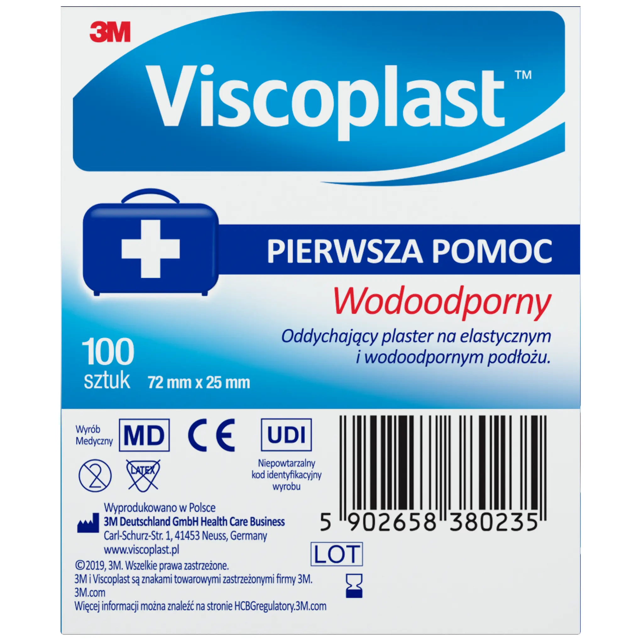 Plastry Wodoodporny 72mm x 25mm 100 sztuk Viscoplast
