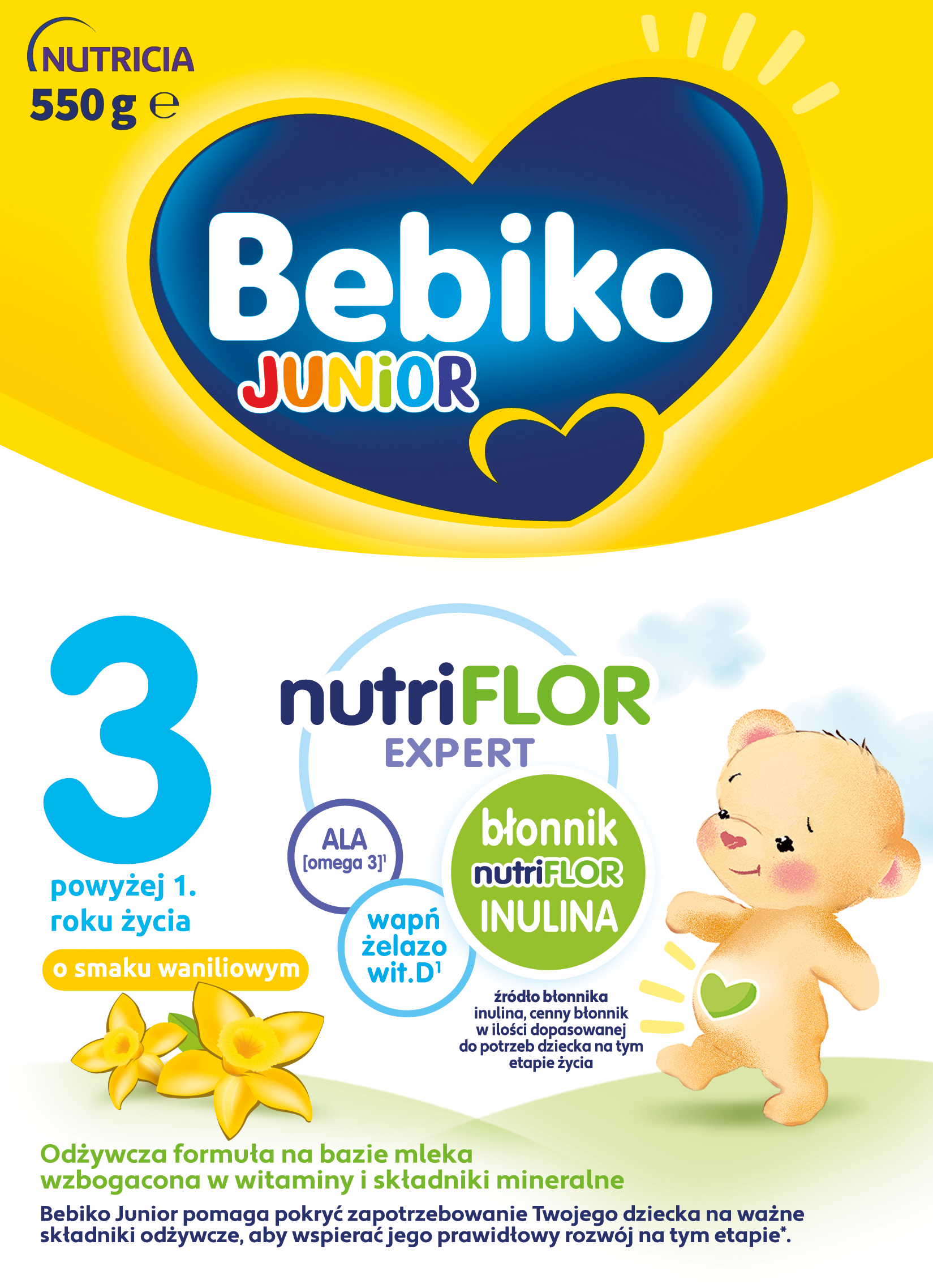 Bebiko Junior 3, mleko w proszku o smaku waniliowym, 550 g zdjęcie