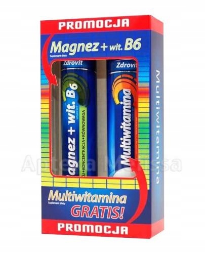 ZDROVIT Magnez z witaminą B6 + Multiwitamina - 24 tabl. mus. + 20 tabl. mus. zdjęcie