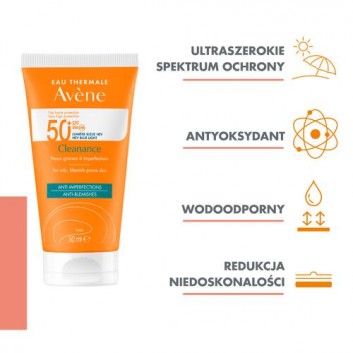AVENE  Cleanance Bardzo wysoka ochrona przeciwsłoneczna SPF50+, 50ml