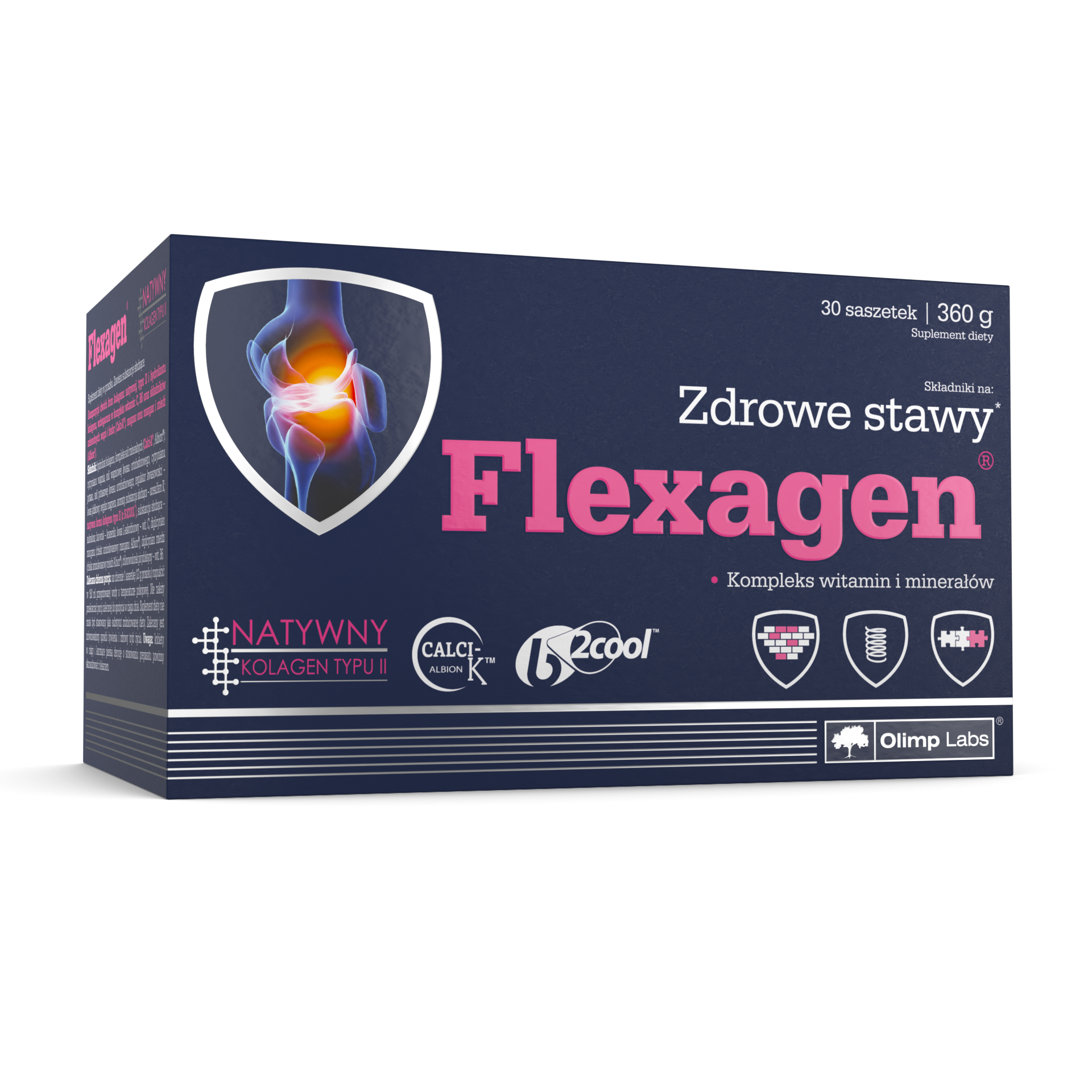 OLIMP FLEXAGEN Kolagen rozpuszczalny o smaku maliny, 30 saszetek zdjęcie