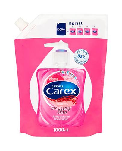 Carex Fun Edition Strawberry Laces Antybakteryjne mydło w płynie o zapachu żelków truskawkowych, zapas, 1000 ml  zdjęcie