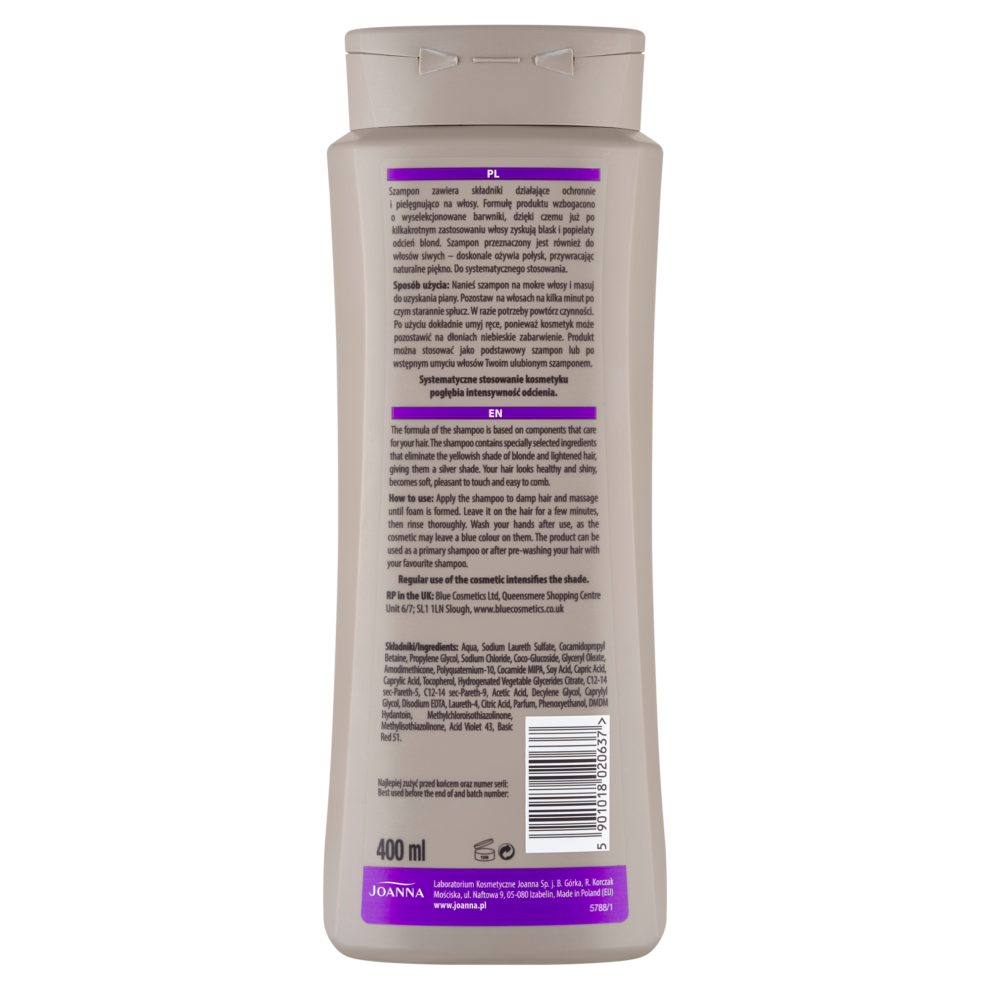 Joanna Ultra Color Szampon srebrne odcienie Blond, 400 ml