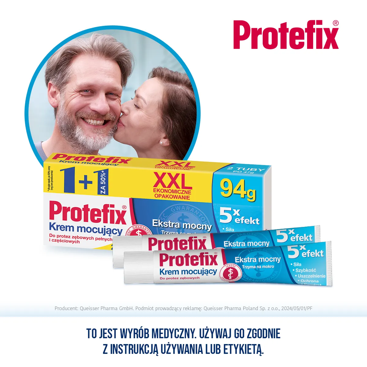 Protefix Extra mocny krem mocujacy do protez 5x efekt 2x 47 g [DWUPAK]