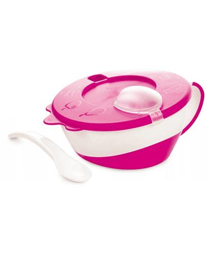 CANPOL BABIES Miseczka z pokrywką i łyżeczką 31/406 różowa - 1 szt. zdjęcie