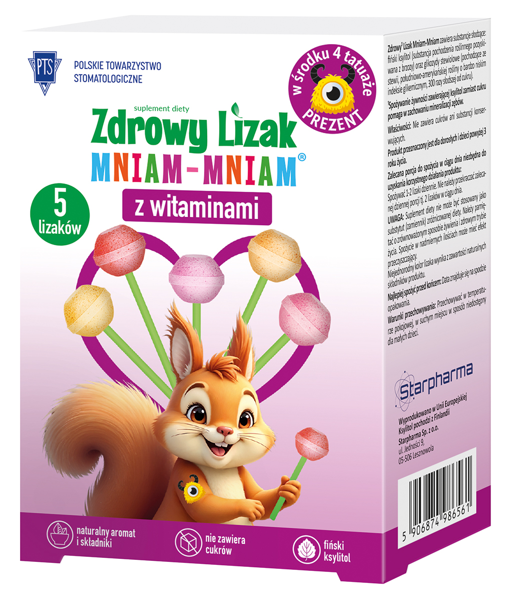 Zdrowy lizak Mniam-Mniam z witaminą C i D 5 sztuk zdjęcie