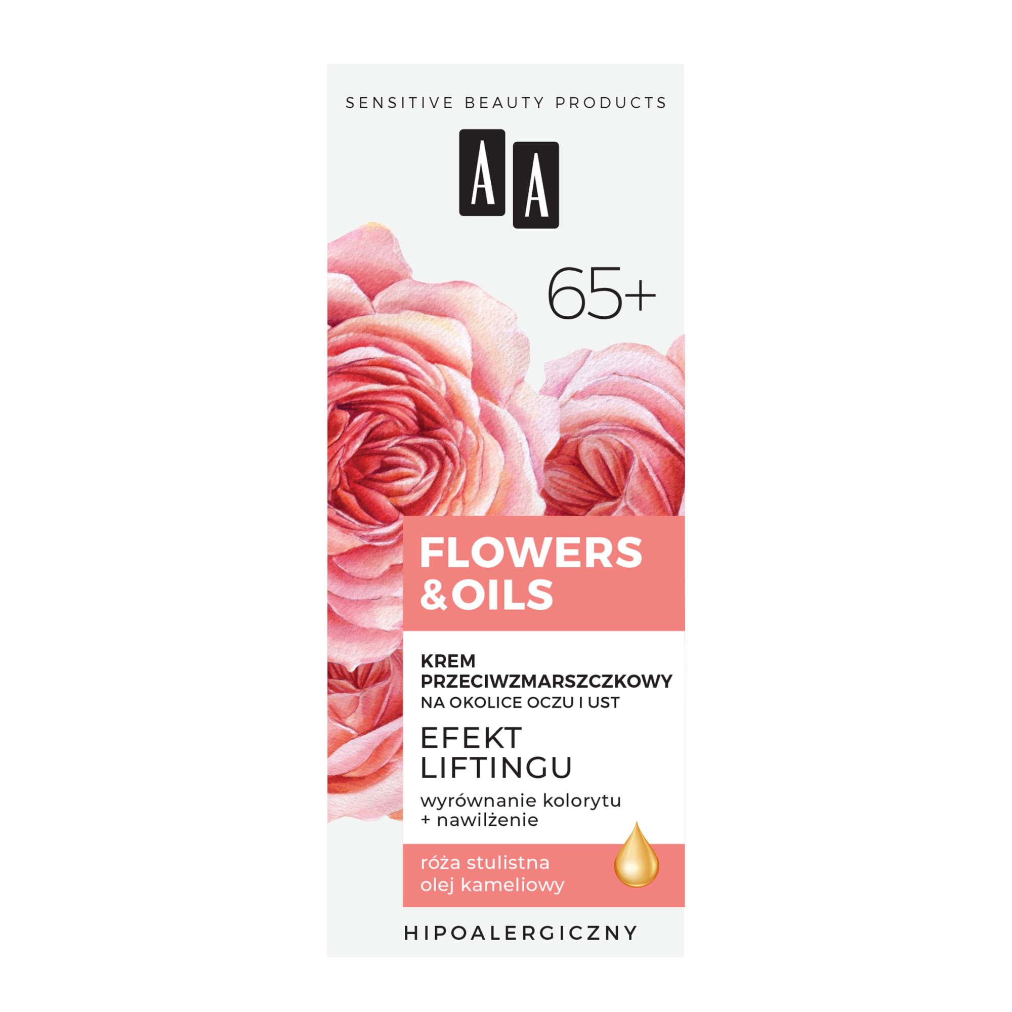 AA 65+ Flowers&Oils krem przeciwzmarszkowy na okolice oczu i ust 15 ml zdjęcie