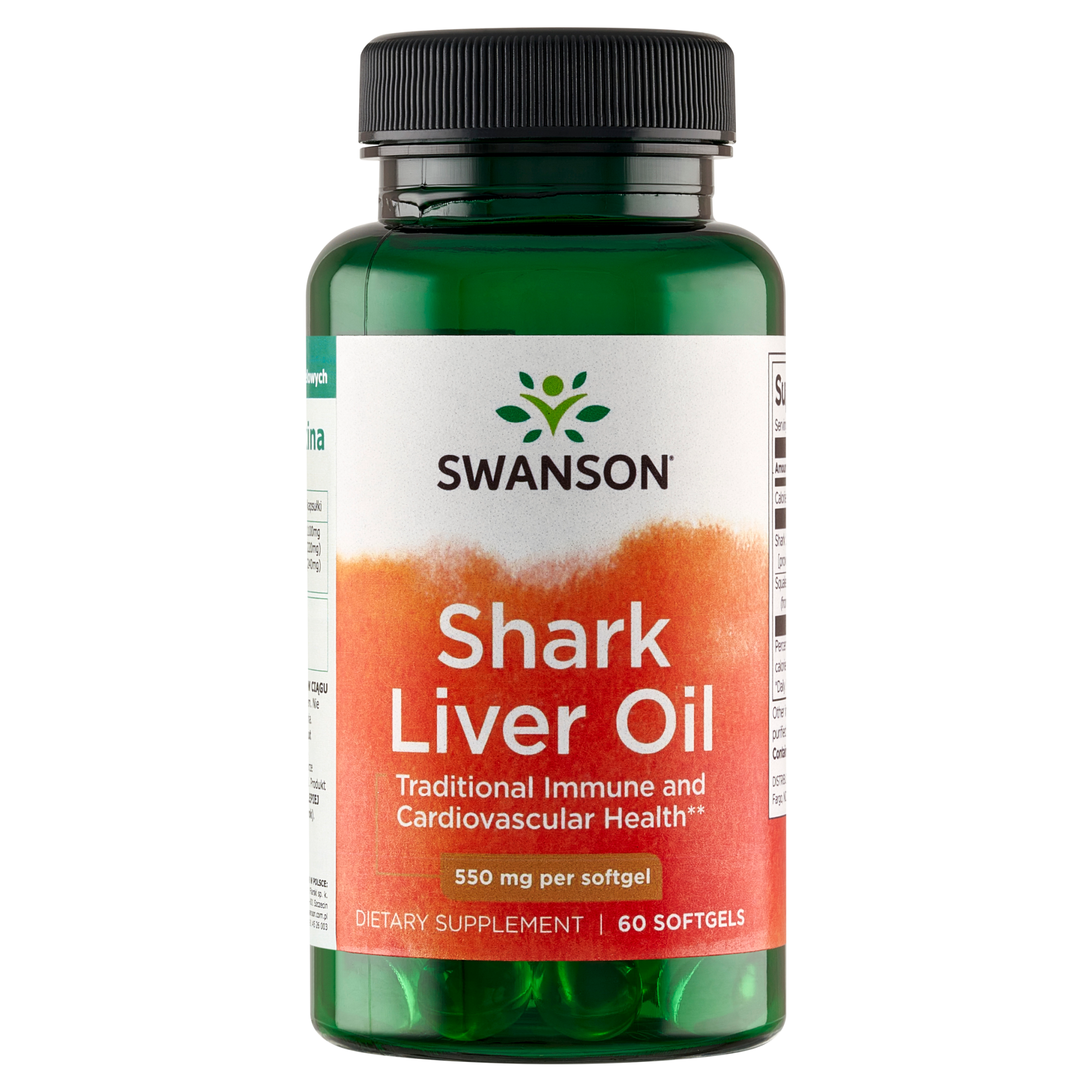 Swanson Shark liver oil 550 mg 60 kapsułek zdjęcie