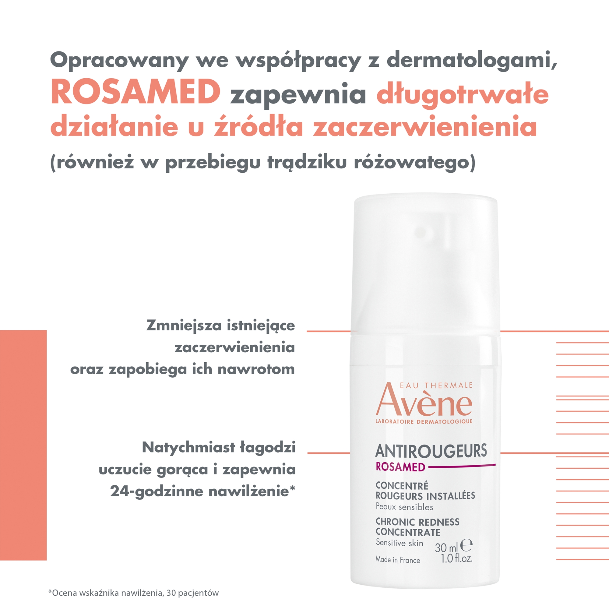 Avene Antirougeurs Rosamed, koncentrat na utrwalone zaczerwienienia, 30 ml