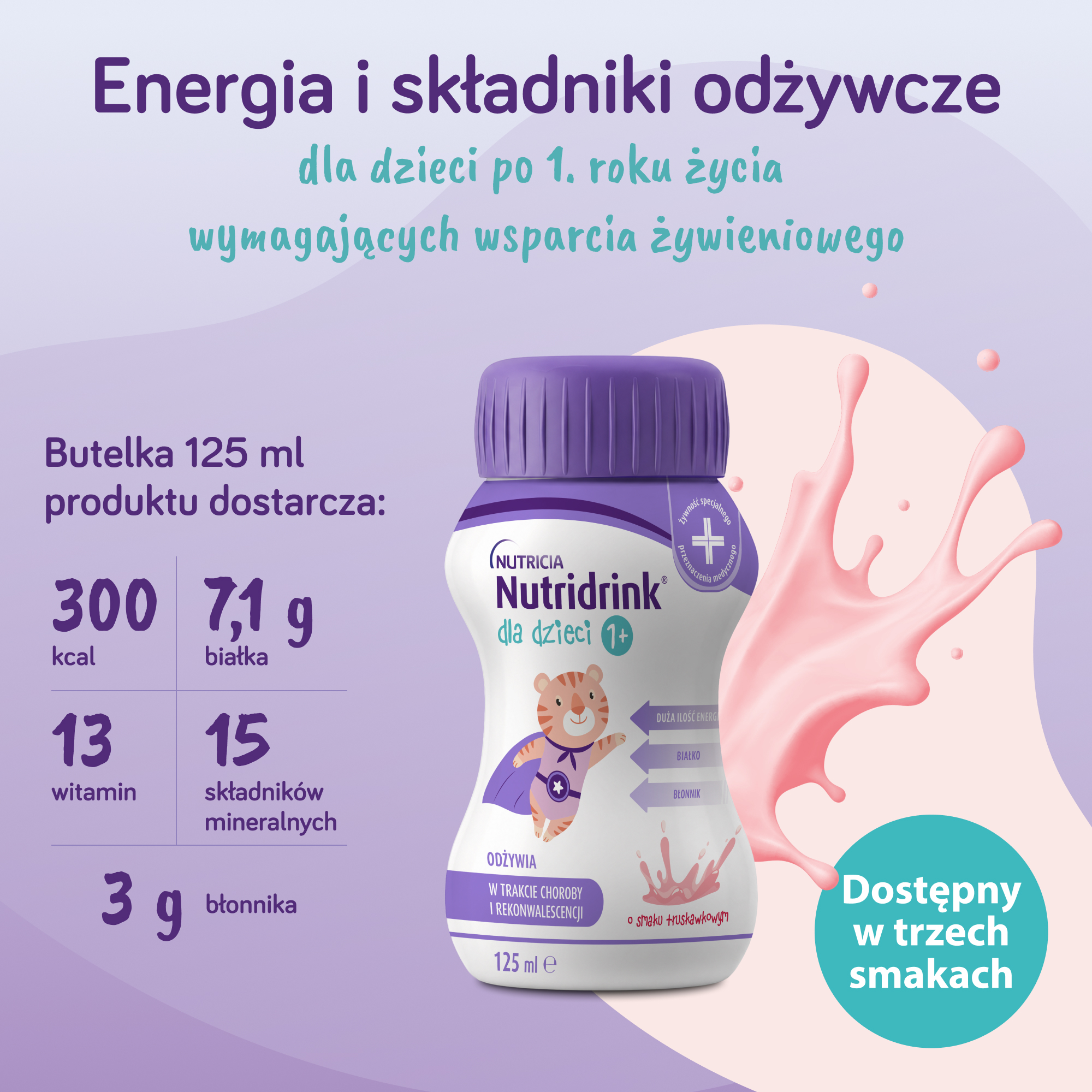 Nutridrink dla dzieci o smaku truskawkowym, 4x125 ml