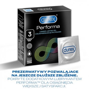 Durex Performa, prezerwatywy ze środkiem nawilżającym, 3 sztuki