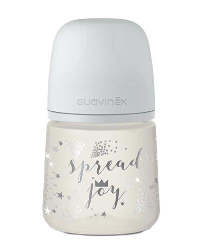 Suavinex Spread Joy Butelka ze smoczkiem fizjologicznym SX Pro o wolnym przepływie szara korona +0m, 150 ml zdjęcie