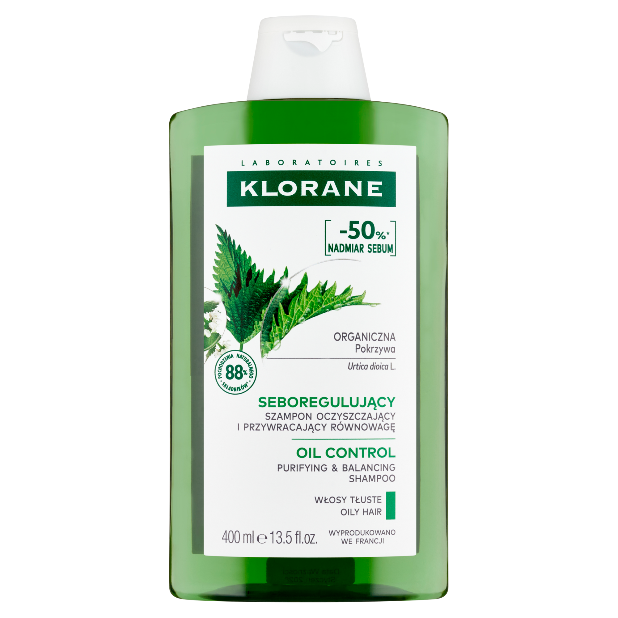 Klorane Szampon z organiczną pokrzywą seboregulujący - 400 ml  zdjęcie