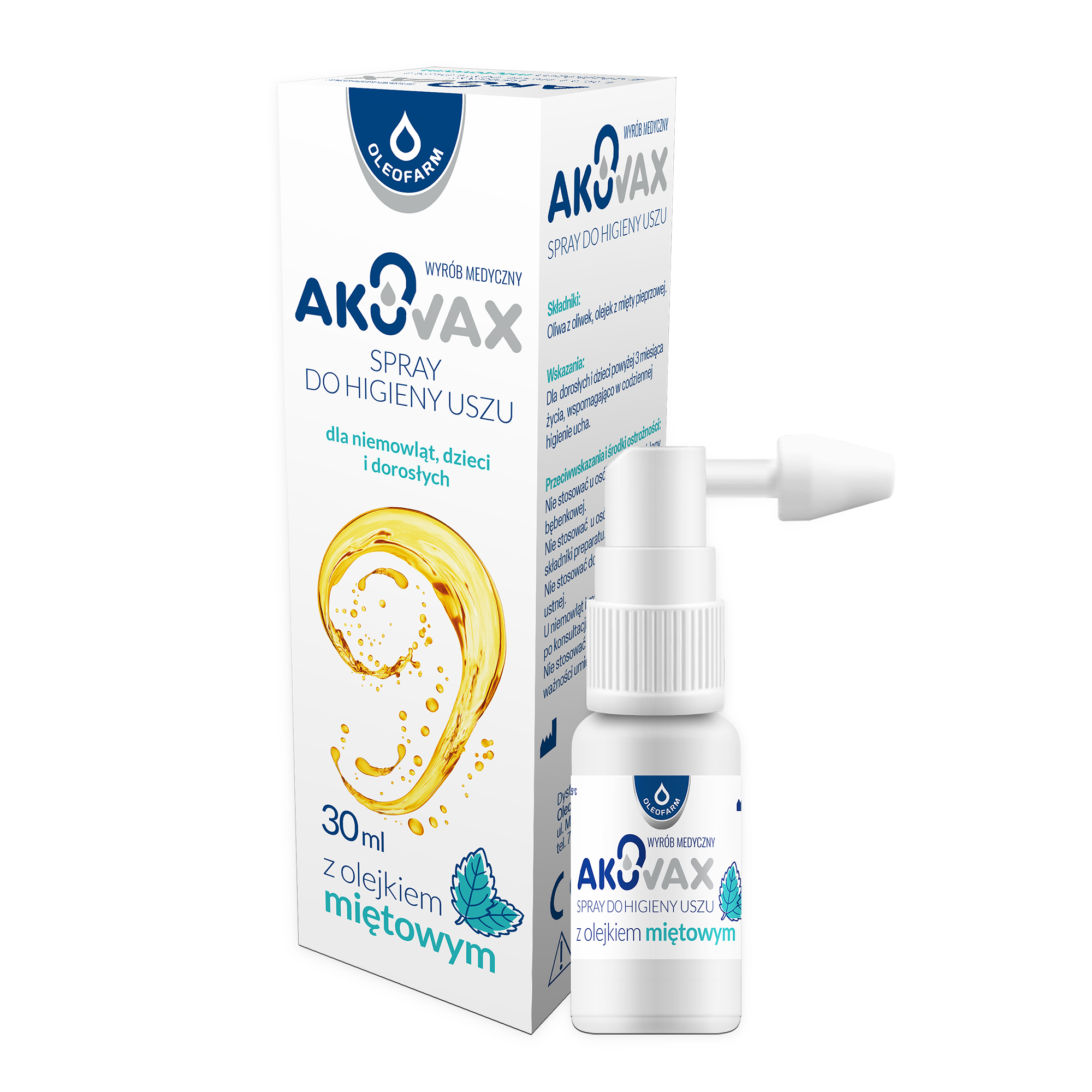 Akuvax, spray do higieny uszu z olejkiem miętowym, 30 ml zdjęcie